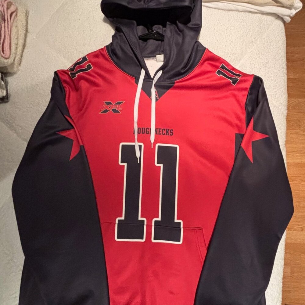 XFL UFL - Houston Roughnecks - #11 PJ Walker - Custom Jersey Hoodie - Mens XL